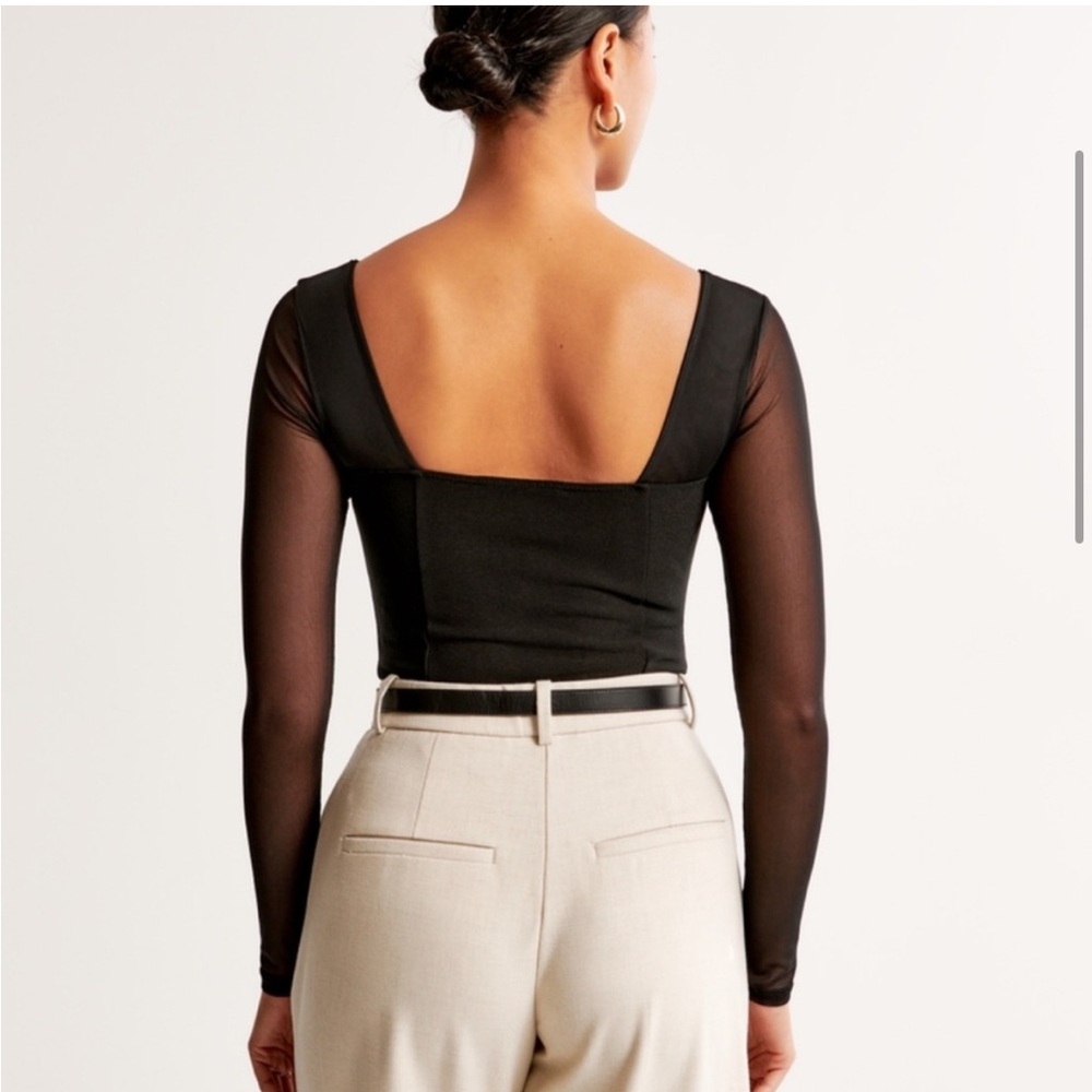 Abercrombie & Fitch Black Mesh Sleeve Bodysuit Size M - Picture 4 of 8